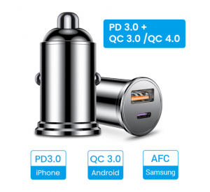 For iPhone 12 11 Pro Max Huawei Xiaomi Samsung 5A Metal PD QC Quick Car Charger QC3.0 Type C Mobile Phone Fast Charging Adapter