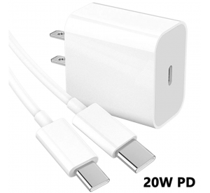 Para iPhone, todos los teléfonos móviles Cargador rápido EE. UU. / Reino Unido / UE Adaptador PD con cable Cargador portátil, Cargador rápido PD tipo C de 20 W