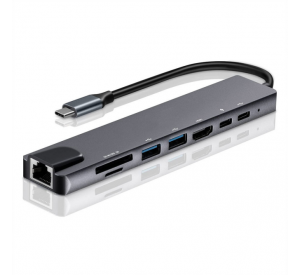 USB3.0 C Hub 8 Ports In 1 Type-c Expansion To 100M Network Port Data Hub Card Reader