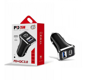 Puerto dual USB PD tipo C 18W 12W QC3.0 Adaptador de cargador de coche Cargador de teléfono de coche rápido para Iphone, para Huawei, para Samsung, para XiaoMi