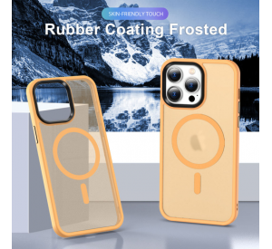 Estuche de PC + TPU de gama alta con botones de metal Estuche mate esmerilado translúcido para Estuche magnético Magsafe para iPhone 14 13 12 Pro Max