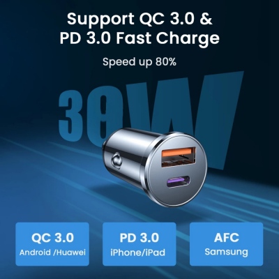 For iPhone 12 11 Pro Max Huawei Xiaomi Samsung 5A Metal PD QC Quick Car Charger QC3.0 Type C Mobile Phone Fast Charging Adapter' />