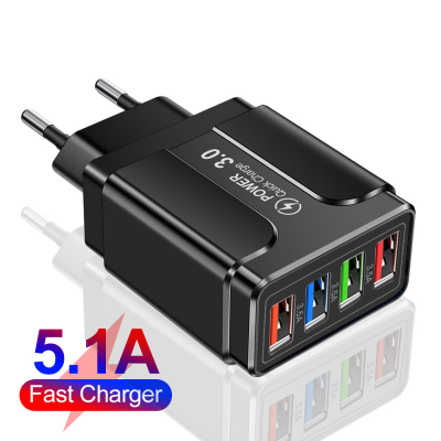 For Home, Travel, Office, Etc 3.1A 4usb Multi-Port Charger EU/US/UK Plug Mobile Phone Fast Charger Multiple Protection Suitable 