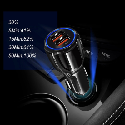 Para iPhone XS X 7 8 11 12 Samsung S10 S9 S8 Cargador de teléfono móvil Encendedor de cigarros de coche Tableta Cargador de teléfono GPS, Cargador de coche USB dual ' />