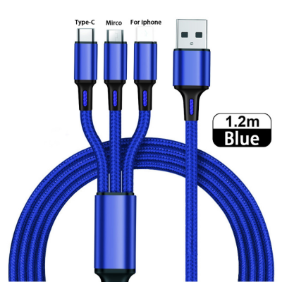 Venta caliente 3 en 1 Micro USB Tipo C Cable de cargador Cable de carga múltiple Cable de teléfono móvil para Samsung / Iphone / Huawei y varios modelos de teléfono' />