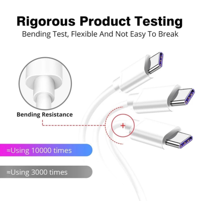 Para Samsung S20 S9 S8 Xiaomi Huawei P30 Pro Carga rápida Cable de carga de teléfono móvil Cable blanco, 5A Cable USB Tipo C' />