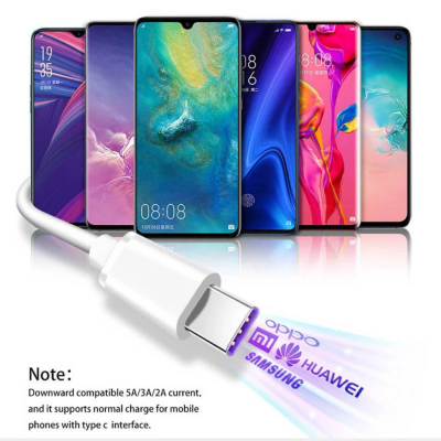 Para Samsung S20 S9 S8 Xiaomi Huawei P30 Pro Carga rápida Cable de carga de teléfono móvil Cable blanco, 5A Cable USB Tipo C' />