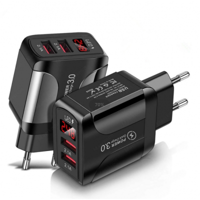 2 puertos USB pantalla digital LED cargador rápido 2.1AUSB cargador para teléfono móvil cargador rápido UE/EE. UU. enchufe carga de teléfono móvil' />