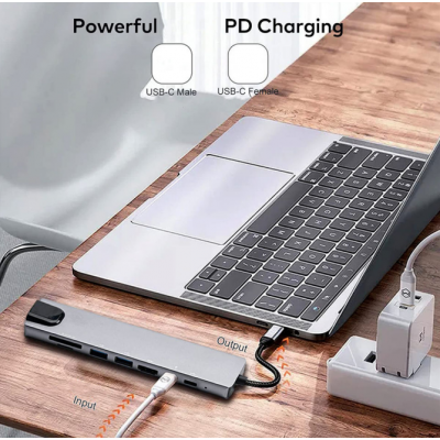 USB3.0 C Hub 8 puertos en 1 Tipo-c Expansión a 100M Puerto de red Lector de tarjetas Hub de datos' />