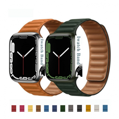 for Apple Watch 38mm 40mm 42mm 44mm Band for iWatch Series 7 6 SE 5 4 3 Adjustable Pu Leather Magnetic Strap