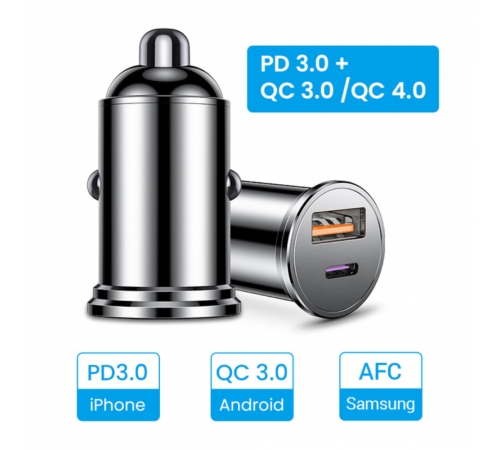 For iPhone 12 11 Pro Max Huawei Xiaomi Samsung 5A Metal PD QC Quick Car Charger QC3.0 Type C Mobile Phone Fast Charging Adapter