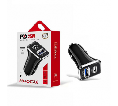 Puerto dual USB PD tipo C 18W 12W QC3.0 Adaptador de cargador de coche Cargador de teléfono de coche rápido para Iphone, para Huawei, para Samsung, para XiaoMi